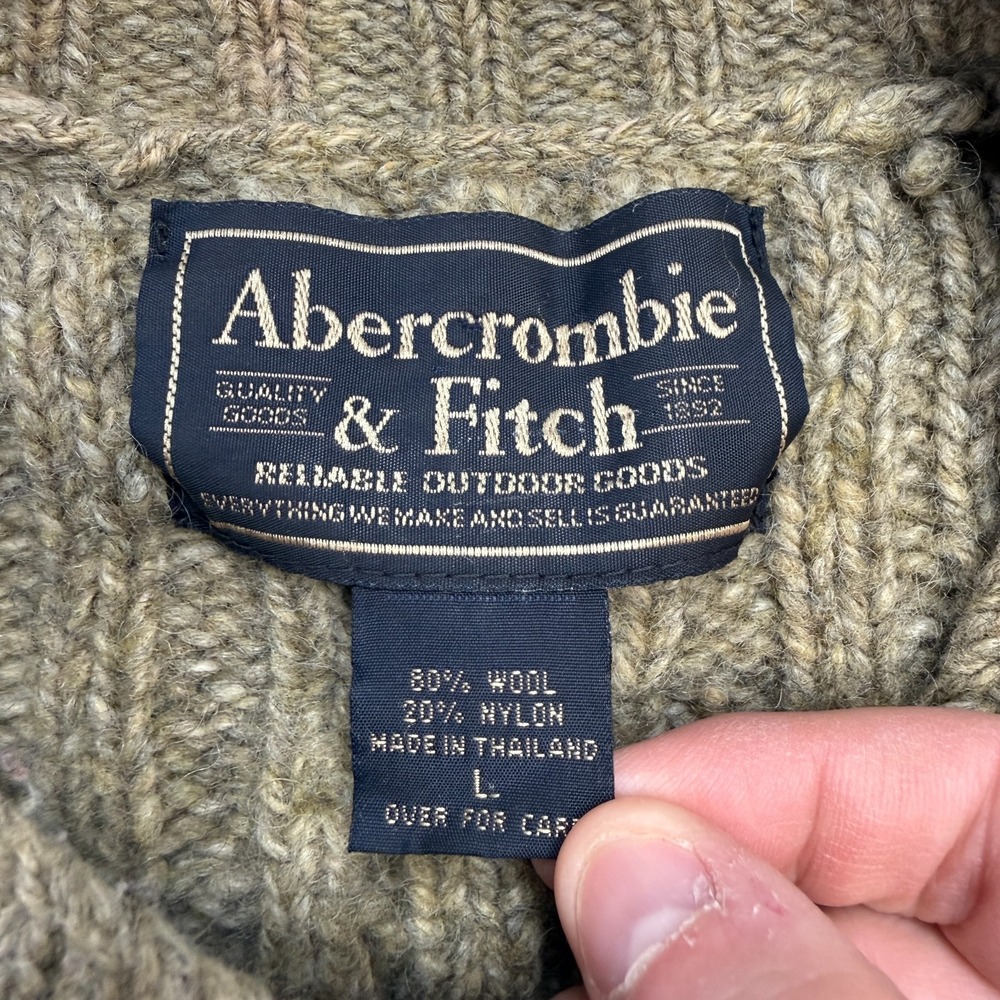 VTG Abercrombie & Fitch Sweater Mens Large Hazel Cable Knit Wool Fisherman Y2K - Picture 9 of 14